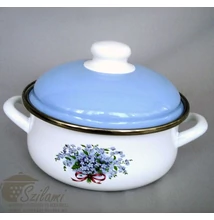 Zománcozott lábas fedővel 18 cm (1,75 literes)<br/>Nefelejcs Ema-Lion Bonyhád