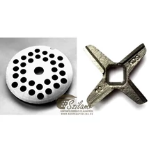 Párban 10 %-kal olcsóbb ! <br/>10-es húsdaráló tárcsa 6 mm-es lyukkal<br/> + 10-es húsdaráló kés KDS cseh