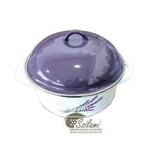 Zománcozott lábas fedővel 24 cm (3,75 literes)<br/> Levendula mintás Ema-Lion Bonyhád Zománcozott lábas fedővel 24 cm (3,75 literes)<br/> Levendula mintás Ema-Lion Bonyhád