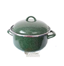 Zománcozott lábas fedővel 24 cm (4,5 literes)<br/>Zöld szemcsés Ema-Lion Bonyhád Zománcozott lábas fedővel 24 cm (4,5 literes)<br/>Zöld szemcsés Ema-Lion Bonyhád
