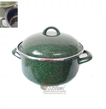 Zománcozott lábas fedővel 24 cm (4,5 literes)<br/>Zöld szemcsés Ema-Lion Bonyhád