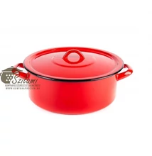 Zománcozott lábas fedővel 24 cm (3,75 literes)<br/>hagyományos piros Ema-Lion Bonyhád Zománcozott lábas fedővel 24 cm (3,75 literes)<br/>hagyományos piros Ema-Lion Bonyhád