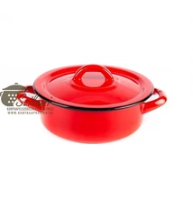 Zománcozott lábas fedővel 16 cm (1 literes)<br/>hagyományos piros Ema-Lion Bonyhád