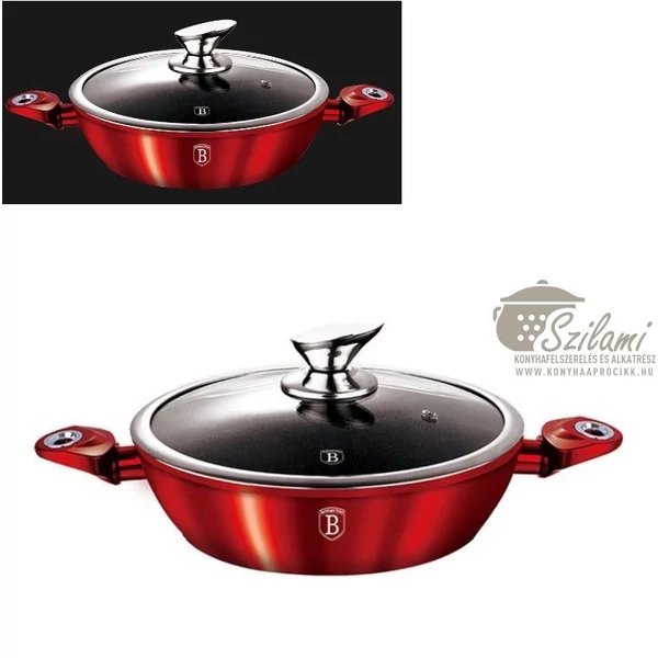 Lábas üvegfedővel márvány bevonatos<br/> 32 cm Berlinger Haus Burgundy Line 